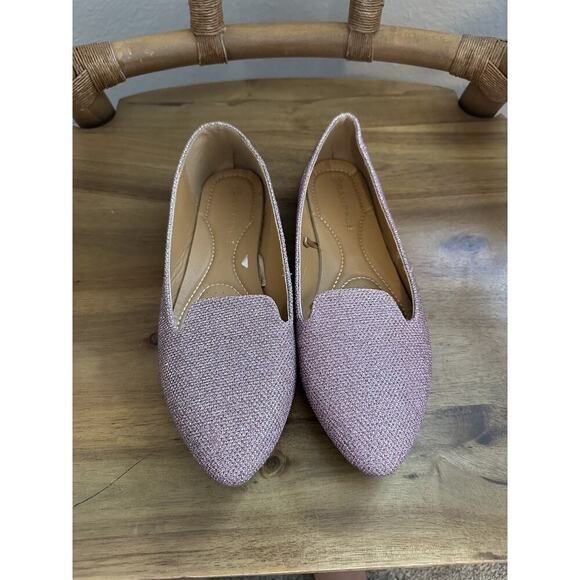 Rampage pink glitter sparkly slip on work flats with pointy tip size 8 - Picture 4 of 5